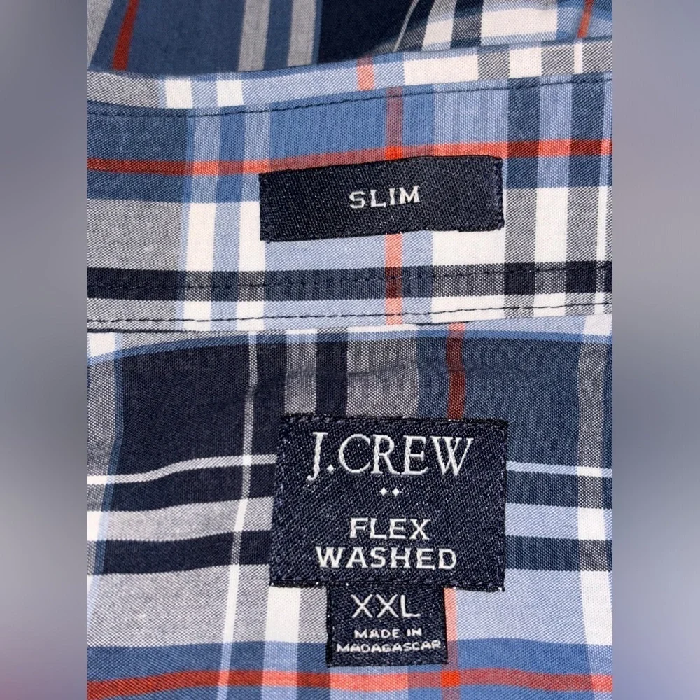 J. Crew Slim Fit Flex Washed Button Up Shirt Business Career Office Blue Men XXL